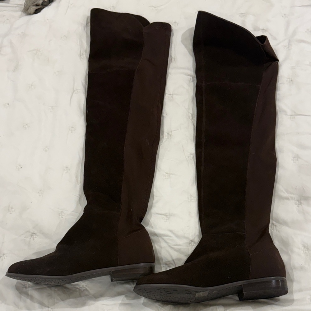 Chinese Laundry Over-The-Knee Suede Boots in Dark Brown